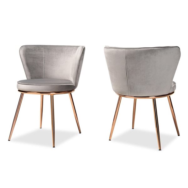 Baxton Studio Farah Grey Contemporary Polyester Upholstered Side Chair with Metal Frame - Set of 2