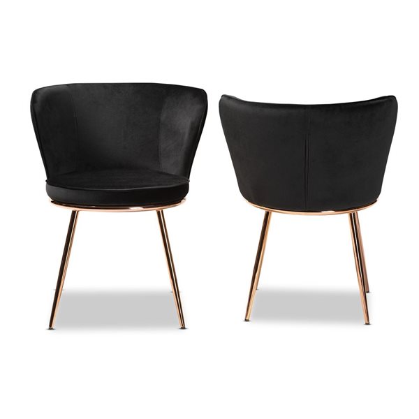 Baxton Studio Farah Black Contemporary Polyester Upholstered Side Chair with Metal Frame - Set of 2