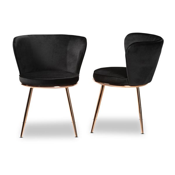 Baxton Studio Farah Black Contemporary Polyester Upholstered Side Chair with Metal Frame - Set of 2