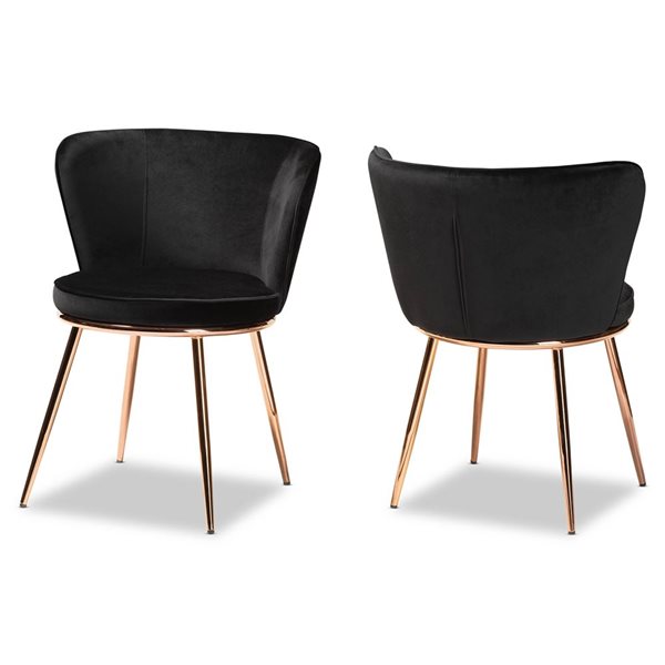 Baxton Studio Farah Black Contemporary Polyester Upholstered Side Chair with Metal Frame - Set of 2