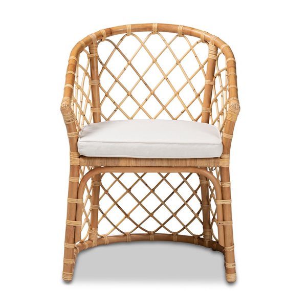 Baxton Studio Orchard Contemporary Polyester Side Chair with Wicker Frame