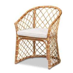 Baxton Studio Orchard Contemporary Polyester Side Chair with Wicker Frame