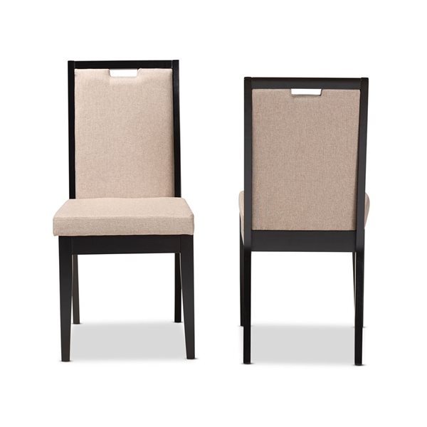 Baxton Studio Octavia Sand Contemporary Polyester Upholstered Side Chair with Wood Frame - Set of 2