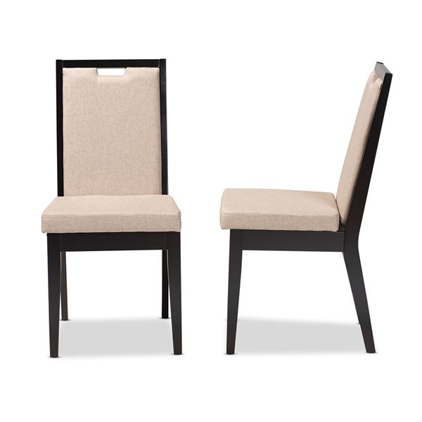 Baxton Studio Octavia Sand Contemporary Polyester Upholstered Side Chair with Wood Frame - Set of 2