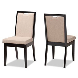 Baxton Studio Octavia Sand Contemporary Polyester Upholstered Side Chair with Wood Frame - Set of 2