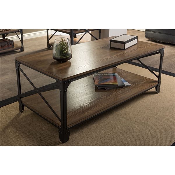 Baxton Studio Greyson Walnut Brown Wood Coffee Table 6321 LWC RONA