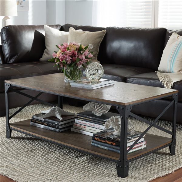 Baxton Studio Greyson Walnut Brown Wood Coffee Table 6321 LWC RONA