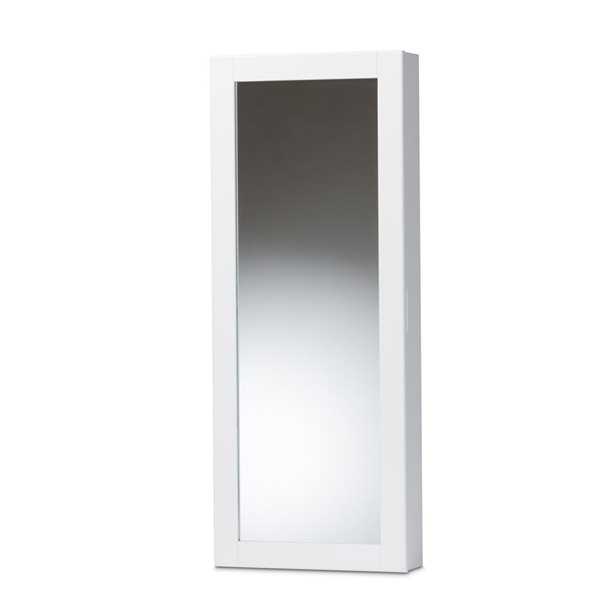 Baxton Studio Pontus White Wall-Mount Jewelry Armoire with Mirror