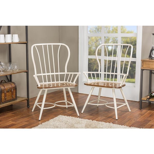 Baxton Studio Longford Traditional Arm Chair with Metal Frame - Set of 2