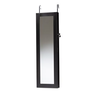Baxton Studio Richelle Black Over-the-Door Jewelry Armoire with Mirror
