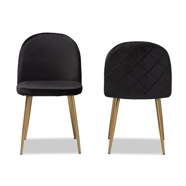 Baxton Studio Fantine Black Contemporary Polyester Upholstered Side Chair with Wood Frame - Set of 2