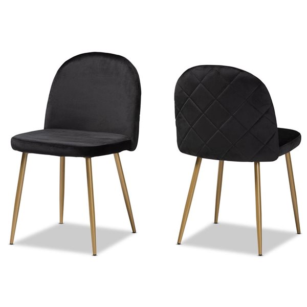 Baxton Studio Fantine Black Contemporary Polyester Upholstered Side Chair with Wood Frame - Set of 2