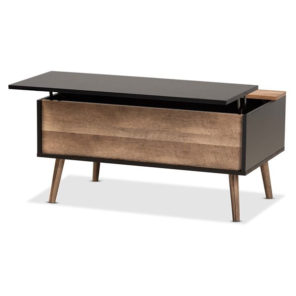 Baxton Studio Jensen Rustic Brown/black Wood Coffee Table