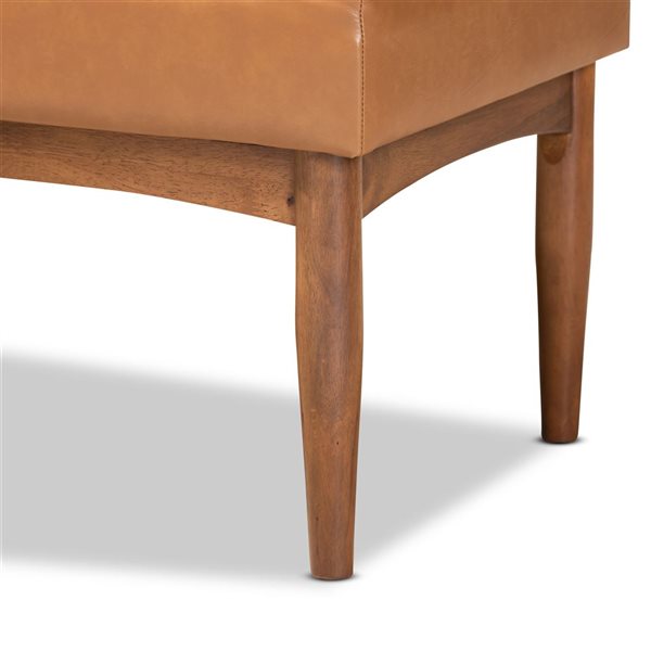 Baxton Studio Daymond Tan Faux Leather and Walnut Rectangular Dining Bench