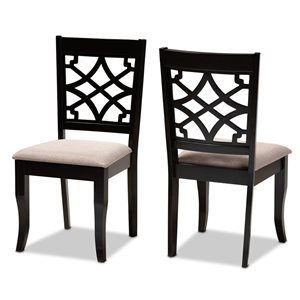 Baxton Studio Mael Contemporary Polyester Upholstered Side Chair with Wood Frame - Set of 2