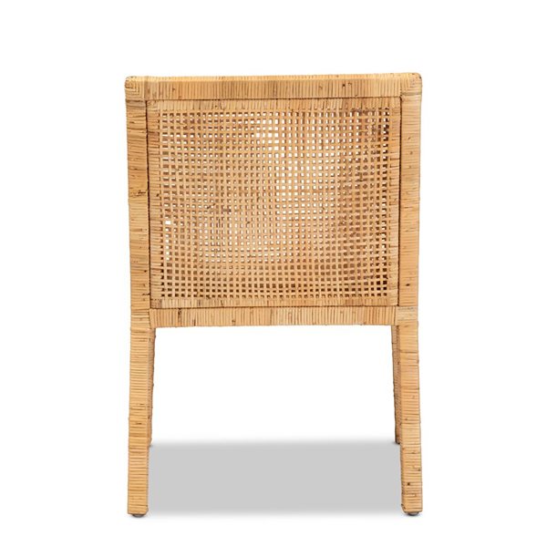 Baxton Studio Karis Contemporary Polyester Arm Chair with Wicker Frame