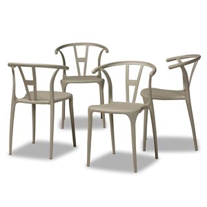 Baxton Studio Warner Beige Contemporary Side Chair with Plastic Frame - Set of 4