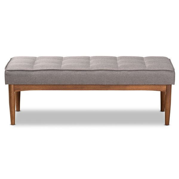 Baxton Studio Sanford Grey and Walnut Brown Rectangular Dining Bench