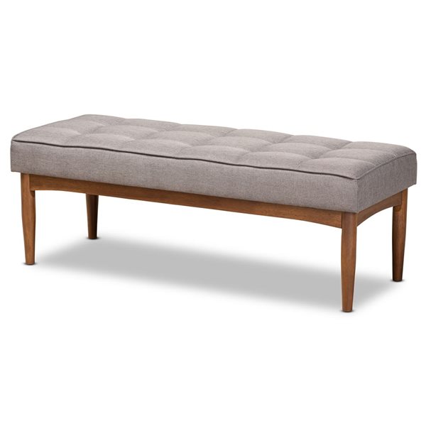 Baxton Studio Sanford Grey and Walnut Brown Rectangular Dining Bench