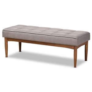 Baxton Studio Sanford Grey and Walnut Brown Rectangular Dining Bench