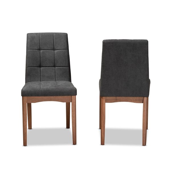 Baxton Studio Tara Dark Grey Polyester Upholstered Side Chair with Wood Frame - Set of 2