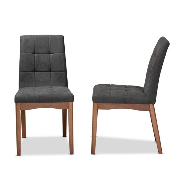 Baxton Studio Tara Dark Grey Polyester Upholstered Side Chair with Wood Frame - Set of 2