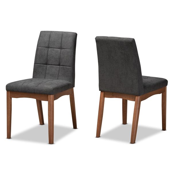 Baxton Studio Tara Dark Grey Polyester Upholstered Side Chair with Wood Frame - Set of 2