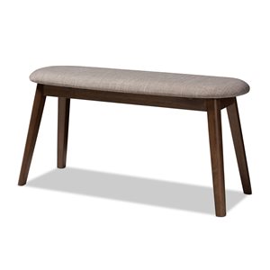 Baxton Studio Easton Light Grey and Walnut Rectangular Dining Bench