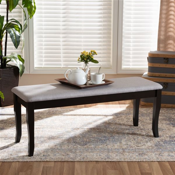 Baxton Studio Cornelie Grey and Dark Brown Rectangular Dining Bench