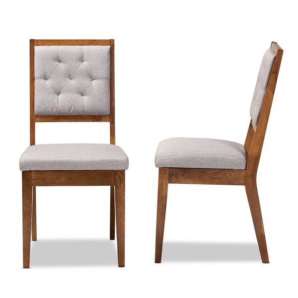 Baxton Studio Gideon Contemporary Polyester Upholstered Side Chair with Wood Frame - Set of 2