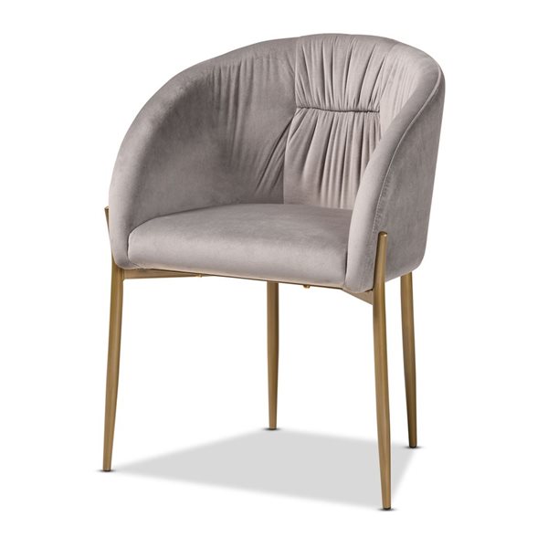 Baxton Studio Ballard Grey Contemporary Polyester Upholstered Side Chair with Wood Frame