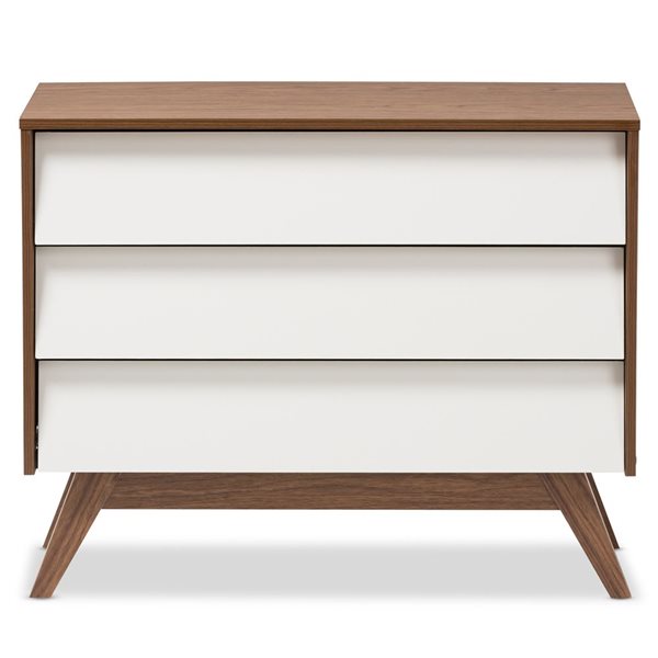 Baxton Studio Hildon White/Brown 3-Drawer Standard Chest