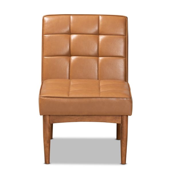 Baxton Studio Sanford Traditional Faux Leather Upholstered Side Chair with Wood Frame