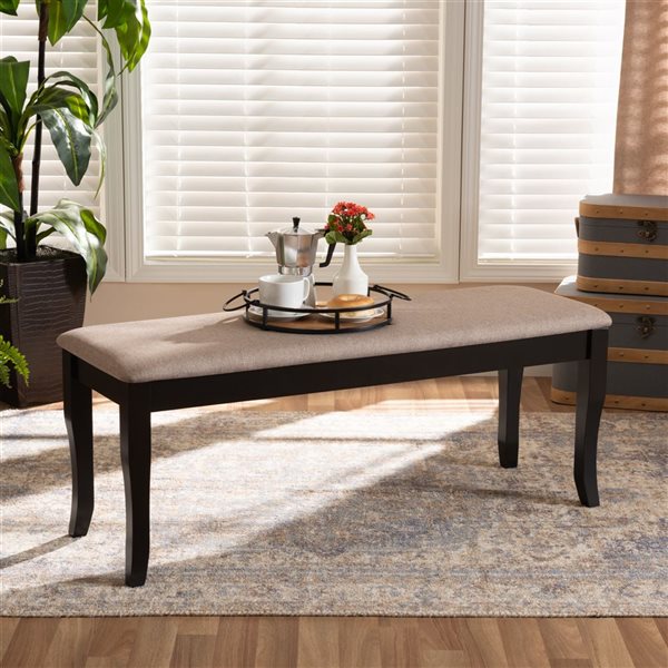 Baxton Studio Cornelie Sand and Dark Brown Rectangular Dining Bench