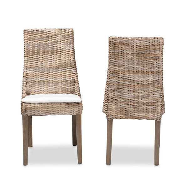 Baxton Studio Toby Contemporary Polyester Side Chair with Wood Frame - Set of 2