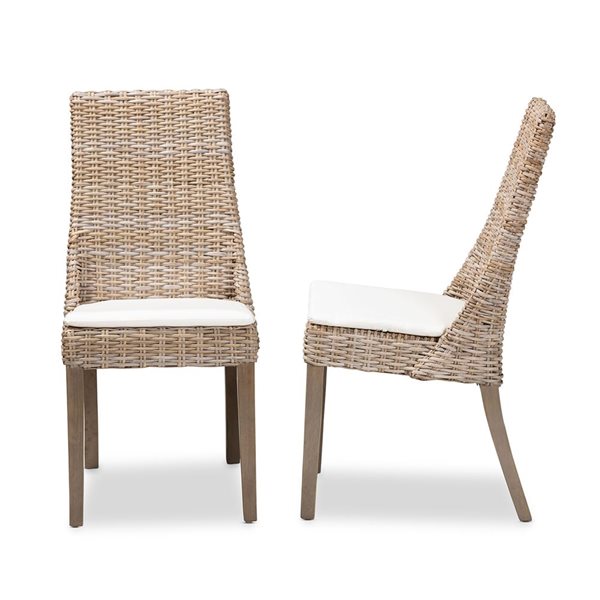 Baxton Studio Toby Contemporary Polyester Side Chair with Wood Frame - Set of 2