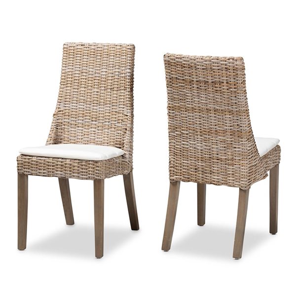 Baxton Studio Toby Contemporary Polyester Side Chair with Wood Frame - Set of 2