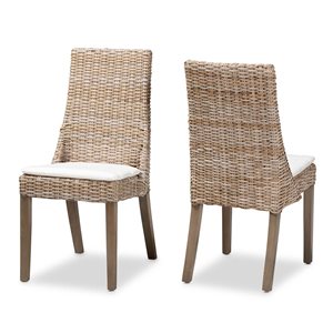 Baxton Studio Toby Contemporary Polyester Side Chair with Wood Frame - Set of 2