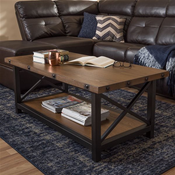 Baxton Studio Herzen Walnut Brown Wood Coffee Table 7195 LWC RONA