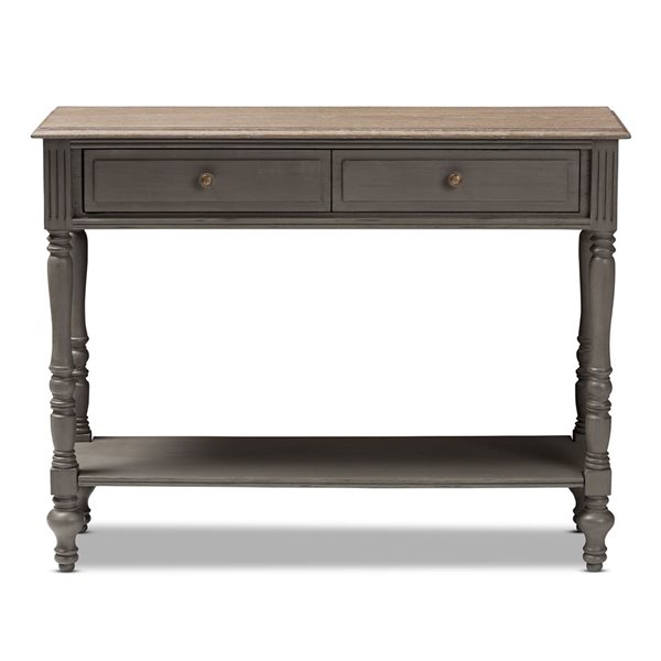 Baxton Studio Noemie Distressed Brown Farmhouse 2-Drawer Console Table