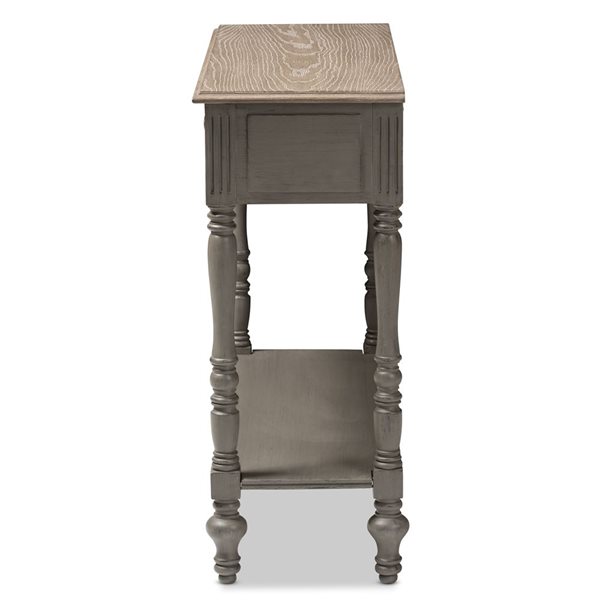 Baxton Studio Noemie Distressed Brown Farmhouse 2-Drawer Console Table