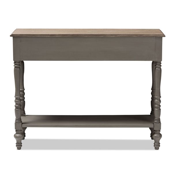 Baxton Studio Noemie Distressed Brown Farmhouse 2-Drawer Console Table