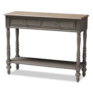 Baxton Studio Noemie Distressed Brown Farmhouse 2-Drawer Console Table