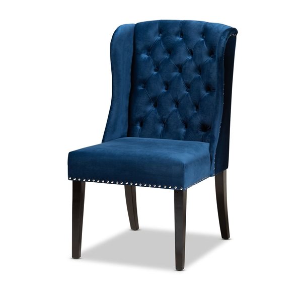 Baxton Studio Lamont Navy Blue Velvet Upholstered Wingback Chair