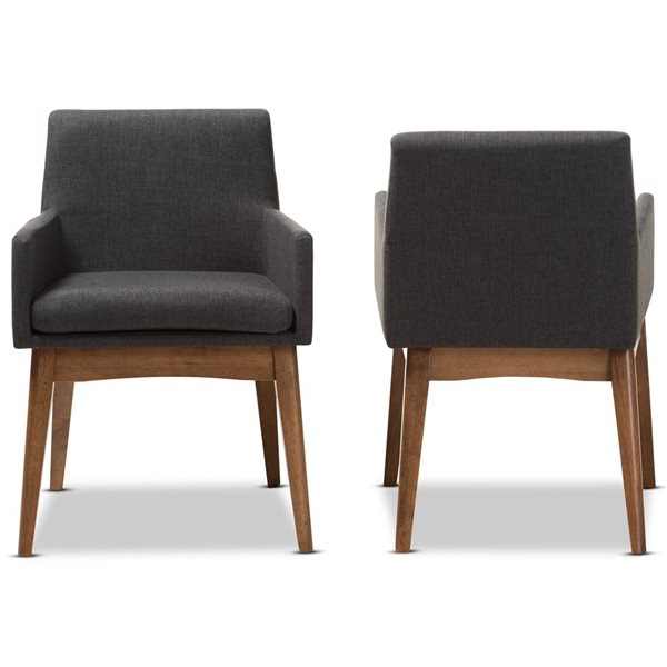 Baxton Studio Nexus Polyester Upholstered Traditional Arm Chair with Wood Frame - Set of 2