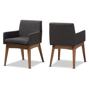 Baxton Studio Nexus Polyester Upholstered Traditional Arm Chair with Wood Frame - Set of 2