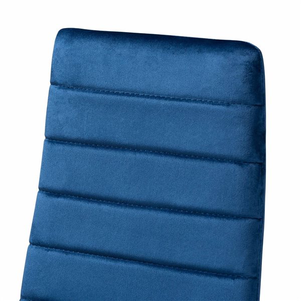 Baxton Studio Armand Navy Blue Contemporary Polyester Upholstered Side Chair with Wood Frame - Set of 4