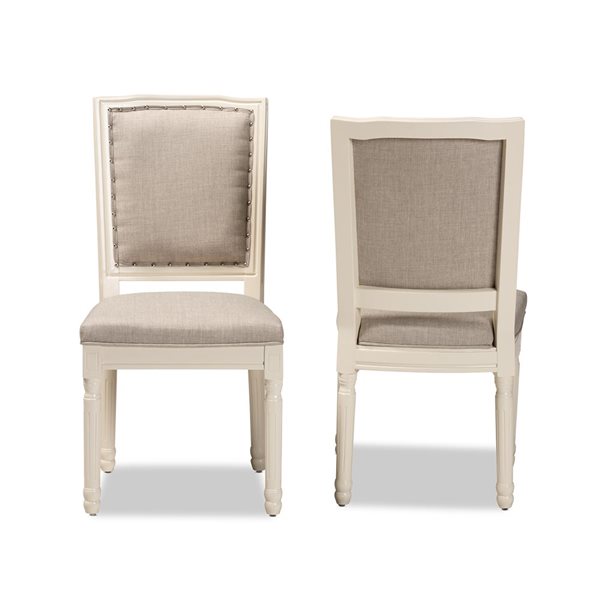 Baxton Studio Louane Traditional Polyester Upholstered Side Chair with Wood Frame - Set of 2