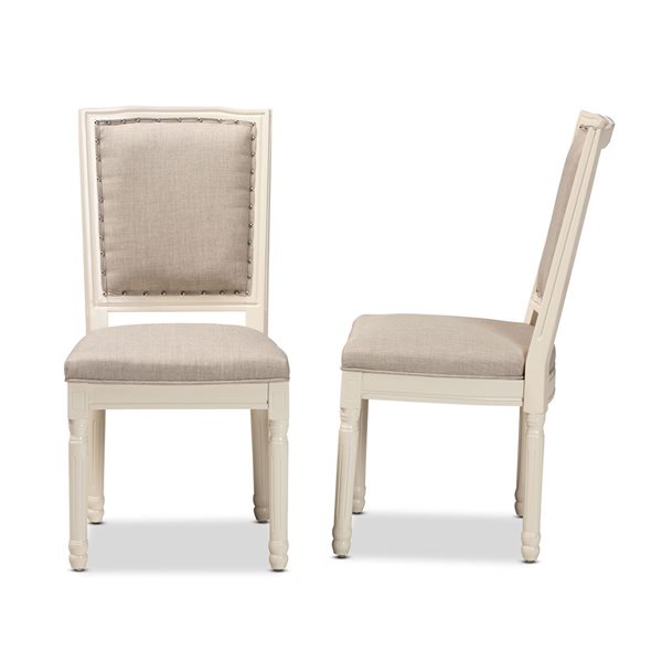 Baxton Studio Louane Traditional Polyester Upholstered Side Chair with Wood Frame - Set of 2