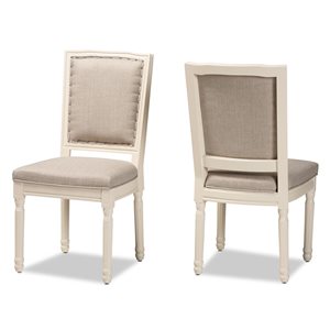 Baxton Studio Louane Traditional Polyester Upholstered Side Chair with Wood Frame - Set of 2